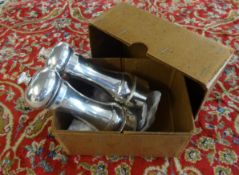 Binford & Heming, a pair of silver salt and pepper grinders, boxed..