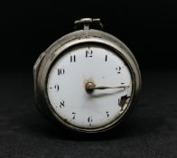 A silver pair cased pocket watch, inscribed London 1902, verge movement, (damaged).