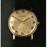 I.W.C (International Watch Company), a gents 9ct gold wristwatch, lacks bracelet, with roman