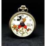 A Mickey Mouse pocket watch, movement Ingersoll, chrome cased.