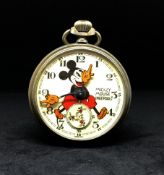 A Mickey Mouse pocket watch, movement Ingersoll, chrome cased.