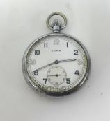 Syma, an open face military pocket watch, stamped GSTP with inscription 1945, together with a