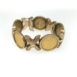 A full five gold sovereign bracelet, comprising of four Victorian sovereigns 1893, 1898, 1896,
