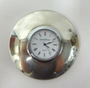 Mappin and Webb, a modern silver clock paperweight.