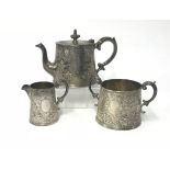 A Victorian Scottish silver three piece tea set, John Muirhead and Son, Glasgow, circa 1871,