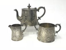 A Victorian Scottish silver three piece tea set, John Muirhead and Son, Glasgow, circa 1871,