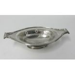 A silver and pierced bon bon dish with acanthus scroll handles, marked Dupree and Young Ltd, Exeter,