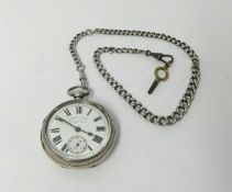 A English lever silver cased pocket watch, improved patent, the dial with roman numerals, key wind