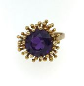 A 1970's 9ct amethyst ring, finger size O.