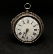 A Geo III silver pair cased pocket watch, the movement stamped, Mybourne, London 175, fusee, verge