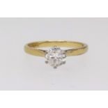 An 18ct diamond solitaire ring, approx 0.50cts, finger size M (3gms).