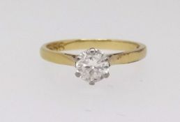 An 18ct diamond solitaire ring, approx 0.50cts, finger size M (3gms).
