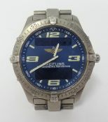 Breitling Chronometer Aerospace, a gents titanium wristwatch with blue dial, the back plate with