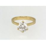A fine diamond solitaire ring , diamond weight approx 1.43 carats, with insurance valuation.