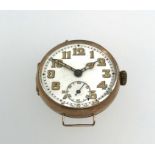 A 9ct gold vintage wristwatch, with arabic numerals and sub-second dial, mechanical movement,