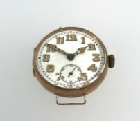 A 9ct gold vintage wristwatch, with arabic numerals and sub-second dial, mechanical movement,