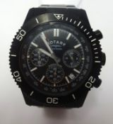 Rotary, a gents Black Ocean wristwatch, boxed with booklet and extra links.