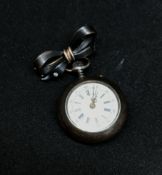 A diamond gunmetal fob watch, the back plate No.66636.