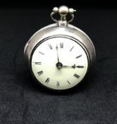 A Geo III silver pair cased pocket watch, Movement No.3878, fusee ad verge escapement, Hartwell