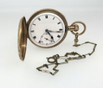 A 9ct gold open face pocket watch with keyless movement, the gold weight approx 40gms, the