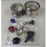 Elkington silver plated stand, other EP ware, scent bottles and other items