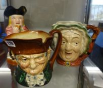Two Royal Doulton character jugs and a Toby Jug (3).