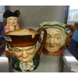 Two Royal Doulton character jugs and a Toby Jug (3).