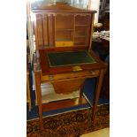 Edwardian mahogany and inlaid ladies writing desk, fitted with a sewing basket.