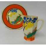 Clarice Cliff, a Fantasque jug, height 15cm (small chip to rim), together with a similar patterned