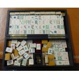 A collection of Old English coins including proof coins, decimal sets, also a Mahjong set in