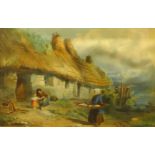 J.H.Mole, Victorian print 'Bringing Fish to the Cottage', 38cm x 59cm.