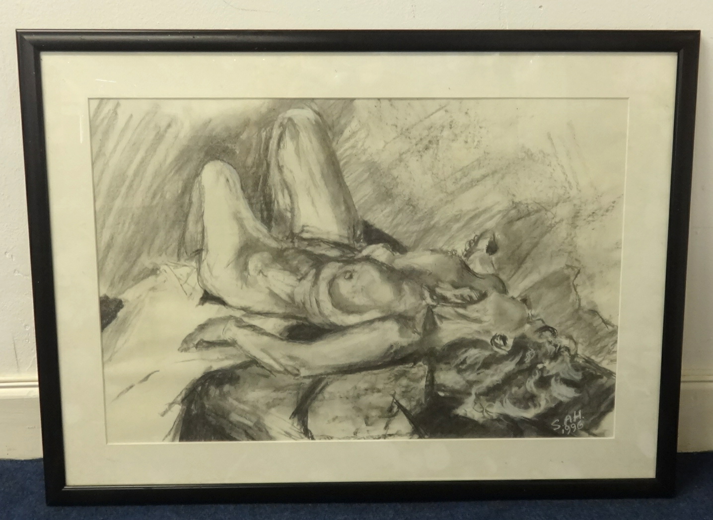 W.K.Ward, 'The Hunt', signed oil on canvas 49cm x 39cm, R.W.Bruff, watercolour, 'Nude lady laying on