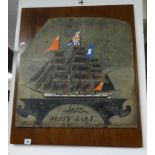 A modern painting on slate 'Cutty Sark 1875', signed and dated 1974, approx 58cm x 58cm, together