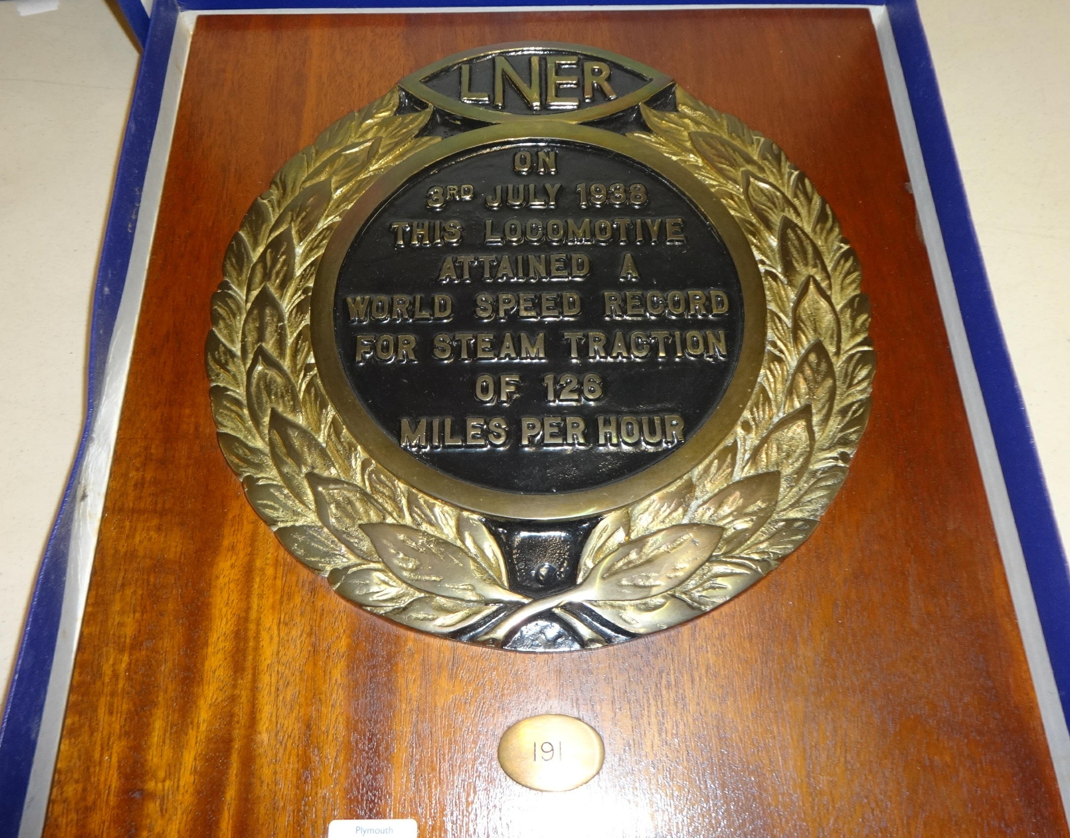 LNER, commemorative locomotive plaque, 191/250, 42cm x 36cm with original box.