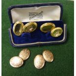 Two pairs of 9ct gold cufflinks approx 8.8gms (one cased).