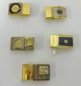 Five fashion belt clips including Pierre Cardin, Chanel, Dunhill and Hermes (5).