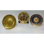Three porcelain cabinet plates including Royal Worcester bone china gilt plate, Vienna decorated