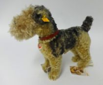 Steiff model classic 1935 Fellow Terrier 035012, mohair, with labels and bag.