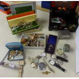 A large collection of costume jewellery and jewellery boxes.