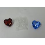 Swarovski Heart, Blue SCS 065503 Heart, Red SCS 215371 Hearts, a bag of clear hearts