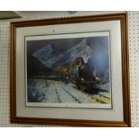 Terence Cuneo, reproduction print, no.228/850, signed, 'Simplon Orient Express' with certificate,