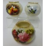 Worcester, Grainger Royal China, posy vase no.161 and two other Worcester posy vases including roses