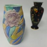 Beswick, an art pottery vase, height 30cm together with a English single vase of oriental design (