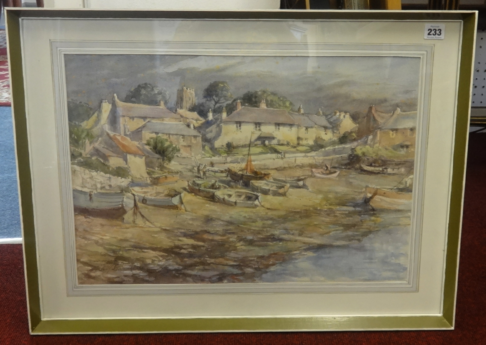 Albert Bardsley (1912- 1990) watercolour 'Cottages', 38cm x 56cm