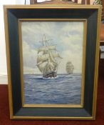 Ernest Stuart (British, fl. 1889-1915), watercolour, 'Sailing Ships', 49cm x 34cm.