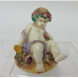 Worcester, a small porcelain cherub, height 7cm.