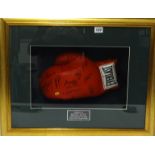 Sporting Memorabilia, signed Boxing Glove with nine signatures, with plaque 'Signatures by
