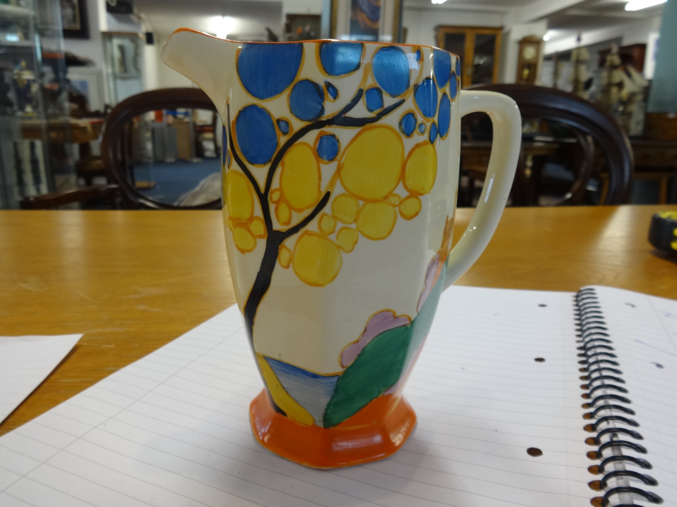 Clarice Cliff, a Fantasque jug, height 15cm (small chip to rim), together with a similar patterned - Image 4 of 6