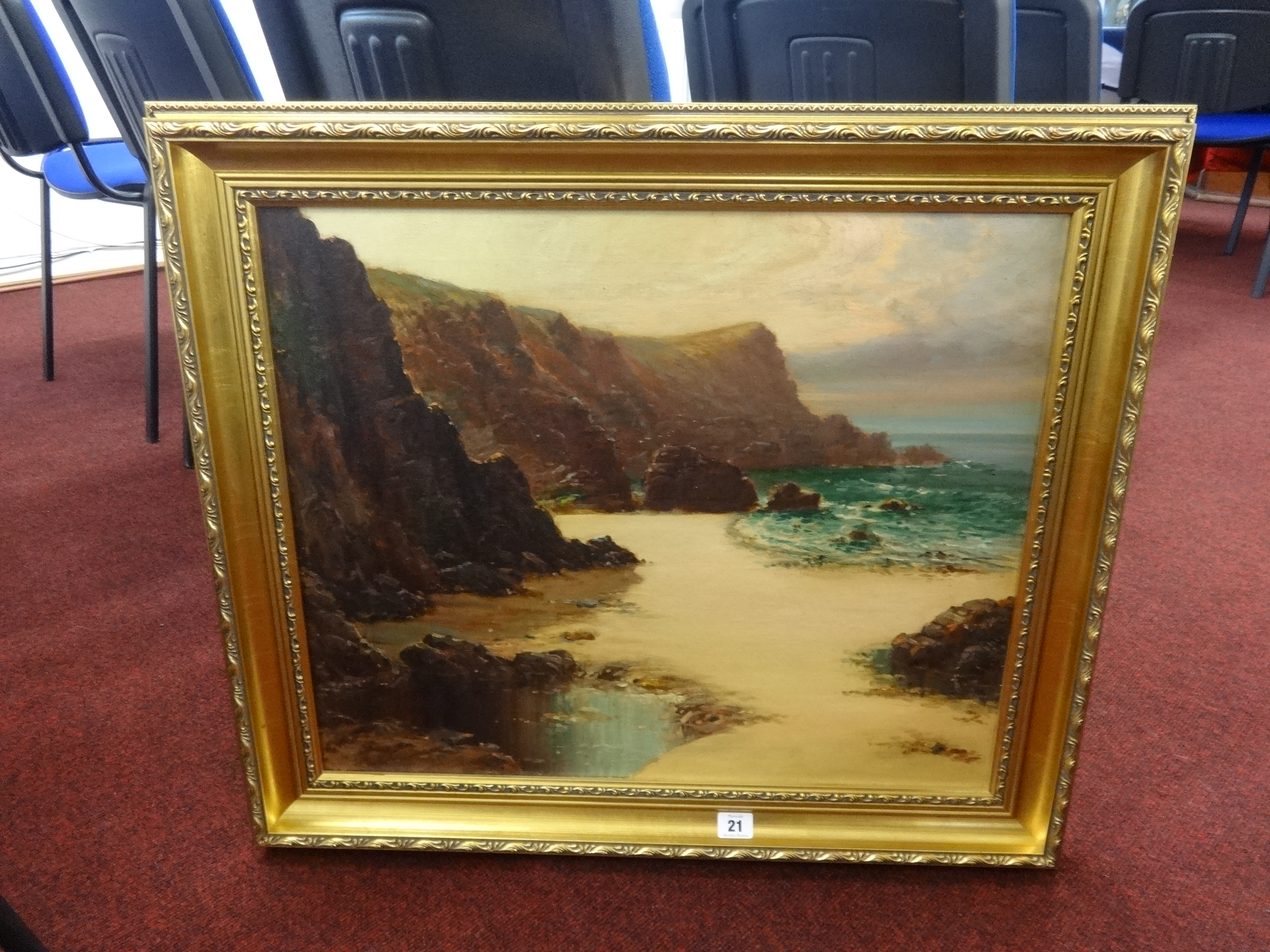 Garstin Cox (1892-1933), oil on canvas, signed, 'The Lizard, Cornwall', possibly Kynance Cove (light - Image 2 of 5