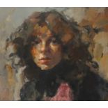 Robert Lenkiewicz (1941-2002), oil on board, 'Study of Eliza', with two paper labels verso, one